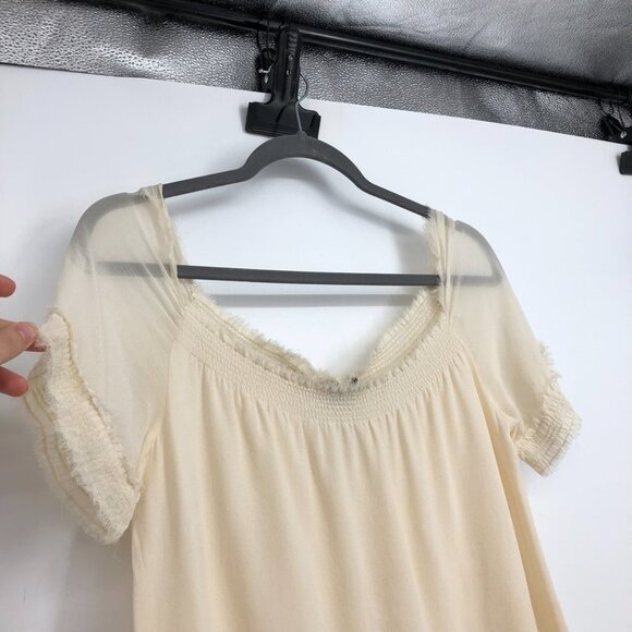 Theory  100% Silk Ivory ruffled raw hem layered Georgette blouse SP - Picture 5 of 13